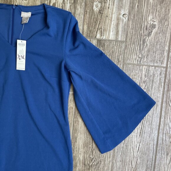 Chicos Dress‎ Blue Kimono Flounce Stretch Fairycore Goddess Flowing Tight Fitted - Picture 3 of 9